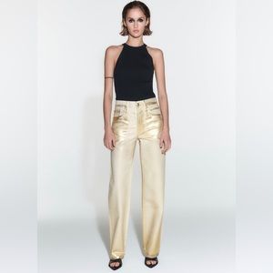 Zara gold distressed jeans